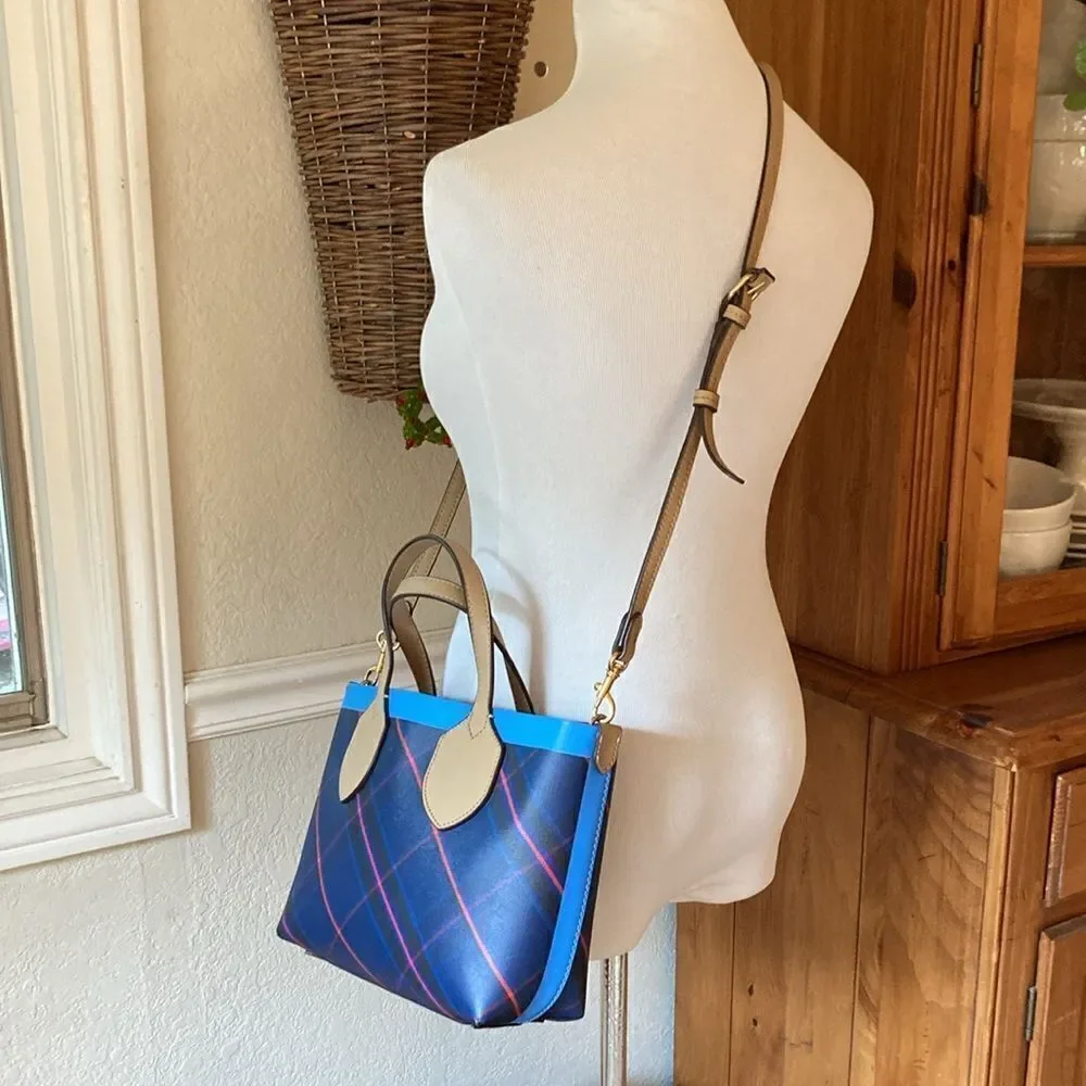 Banana Republic Blue Plaid Crossbody Bag Purse EUC
